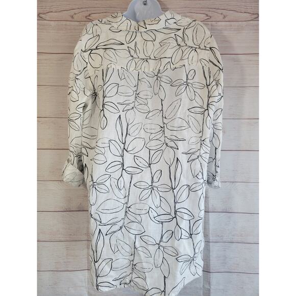 CYNTHIA ROWLEY Floral Print Roll Tab Sleeve 100% Linen Blouse sz L Anthropologie - Picture 2 of 7